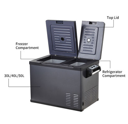 Potente refrigerador de automóvil de doble control de temperatura de 50L para acampar con energía solar